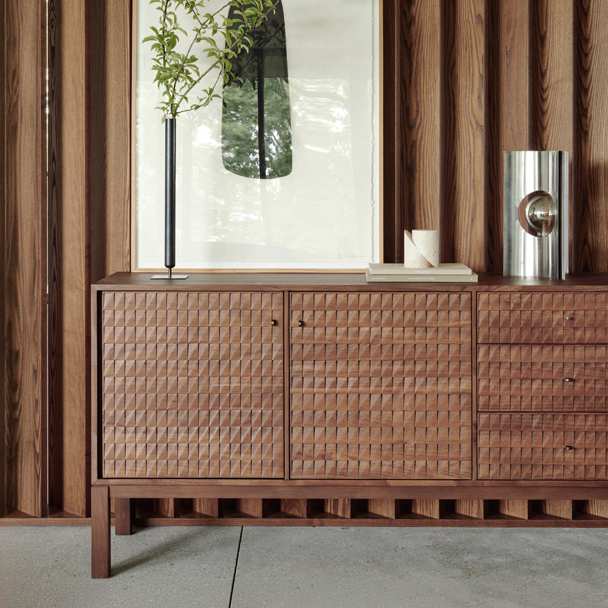 Sono Sideboard by Ethnicraft, showing closeup view of sono sideboard in live shot.