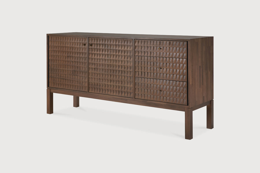 Sono Sideboard by Ethnicraft, showing angle view of sono sideboard in studio shot.