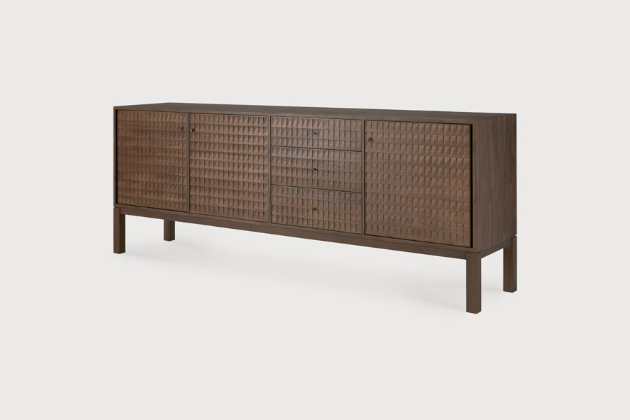 Sono Sideboard by Ethnicraft, showing angle view of sono sideboard in studio shot.