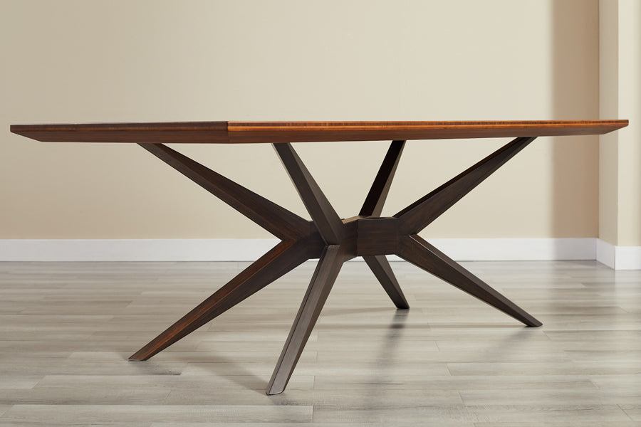 Sonoma Dining Table by Greenington, showing closeup view of sonoma dining table in live shot.