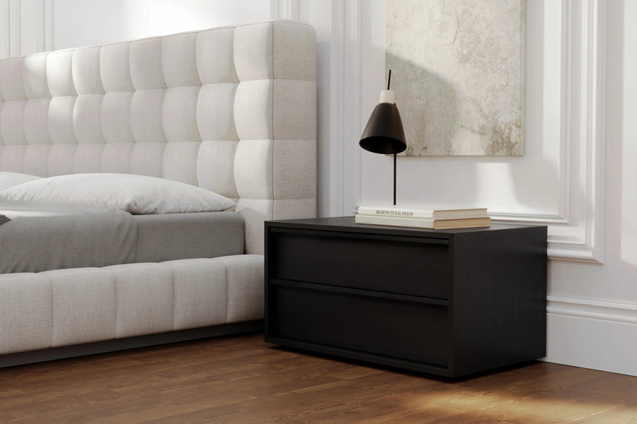 Sorell Nightstand by Viesso, showing sorell nightstand in ilve shot.