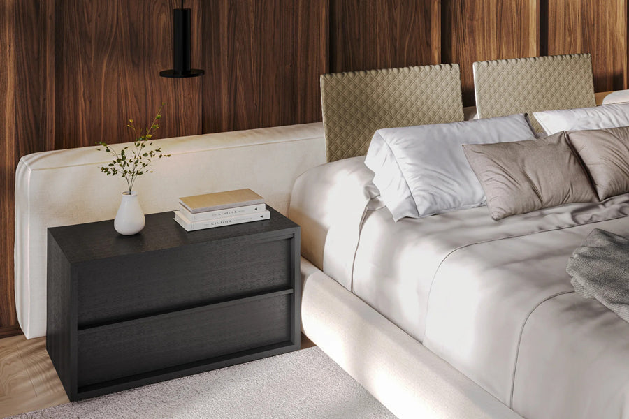 Sorell Nightstand by Viesso, showing sorell nightstand in ilve shot.