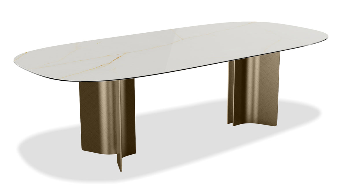 Sorrento Oval Dining Table by Mobital, showing angle view of sorrento oval dining table.