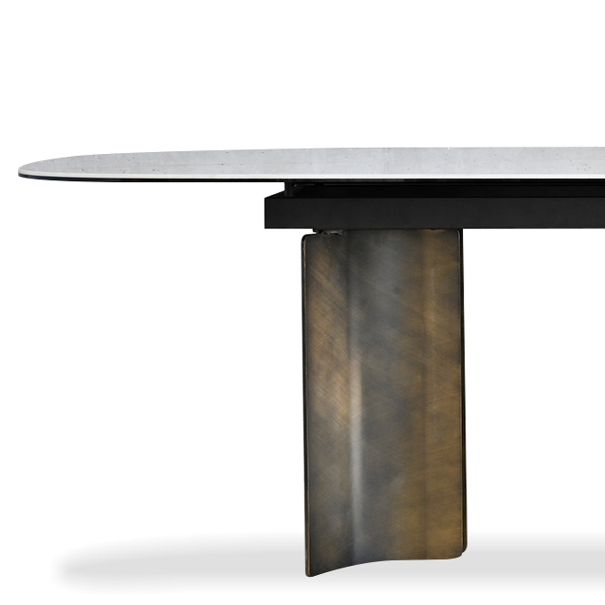 Sorrento Oval Dining Table by Mobital, showing closeup view of sorrento oval dining table.