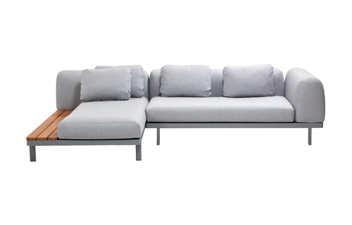 Space Lounge Configuration 1 by Cane-Line - Light Grey/Light Grey Cushion Set/Teak.