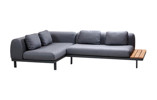 Space Lounge Configuration 2 by Cane-Line - Lava Grey/Grey Cushion Set/Teak.