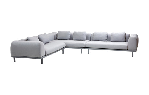 Space Lounge Configuration 3 by Cane-Line - Light Grey/Light Grey Cushion Set/Teak.