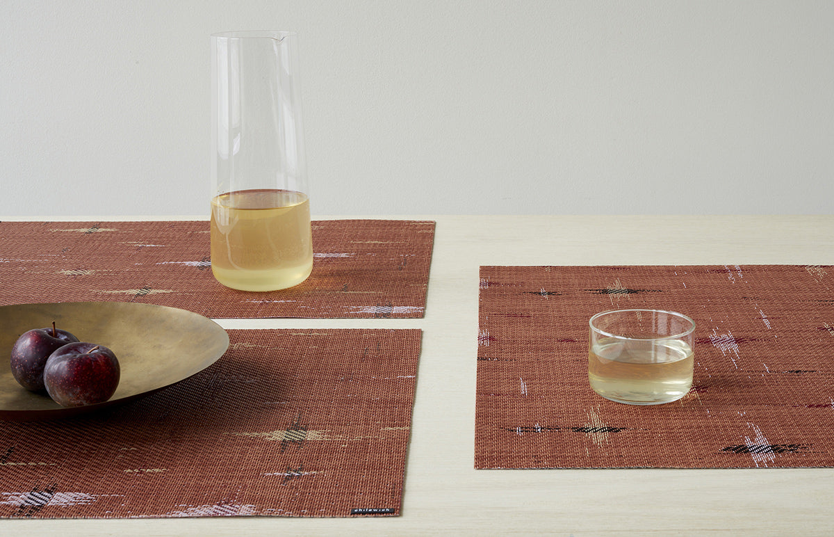 Spark Tabletop by Chilewich, showing closeup view of spark tabletops in live shot.