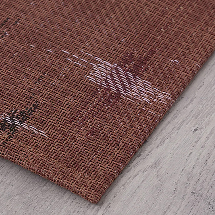 Spark Woven Floor Mat by Chilewich, showing closeup view of spark woven floor mat in live shot.