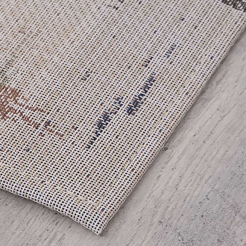Spark Woven Floor Mat by Chilewich, showing closeup view of spark woven floor mat in live shot.