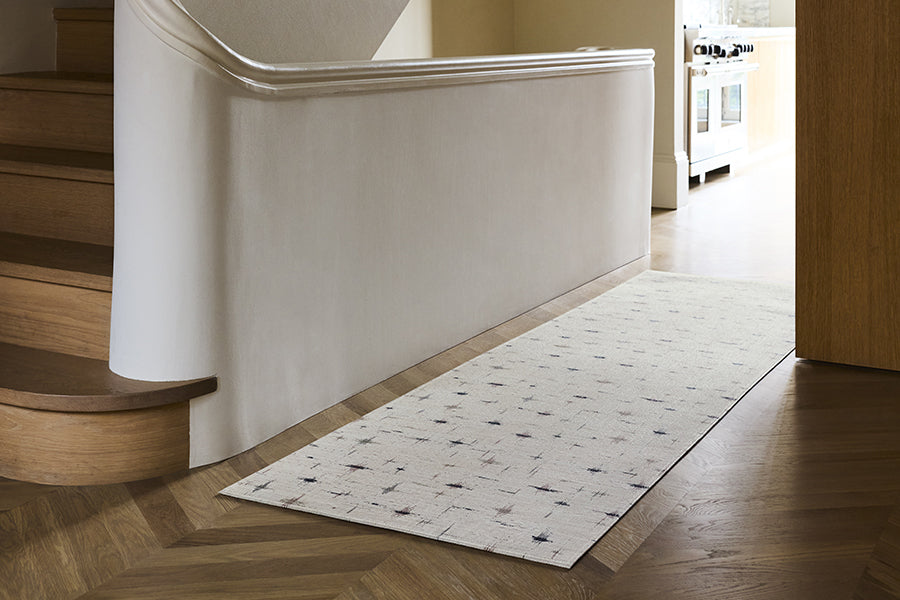 Spark Woven Floor Mat by Chilewich, showing spark woven floor mat in live shot.