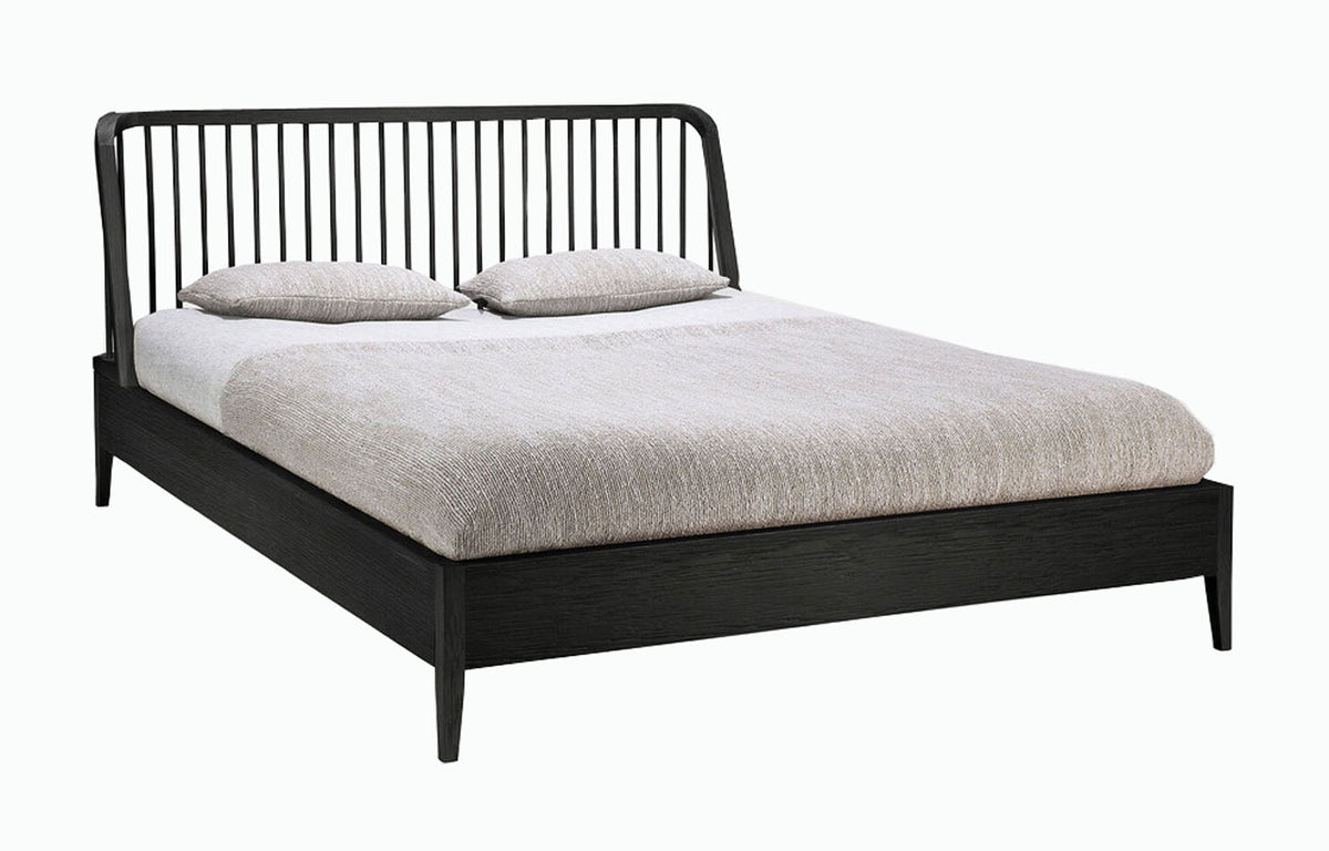 Spindle Bed with Slats by Ethnicraft - Oak Black Wood.