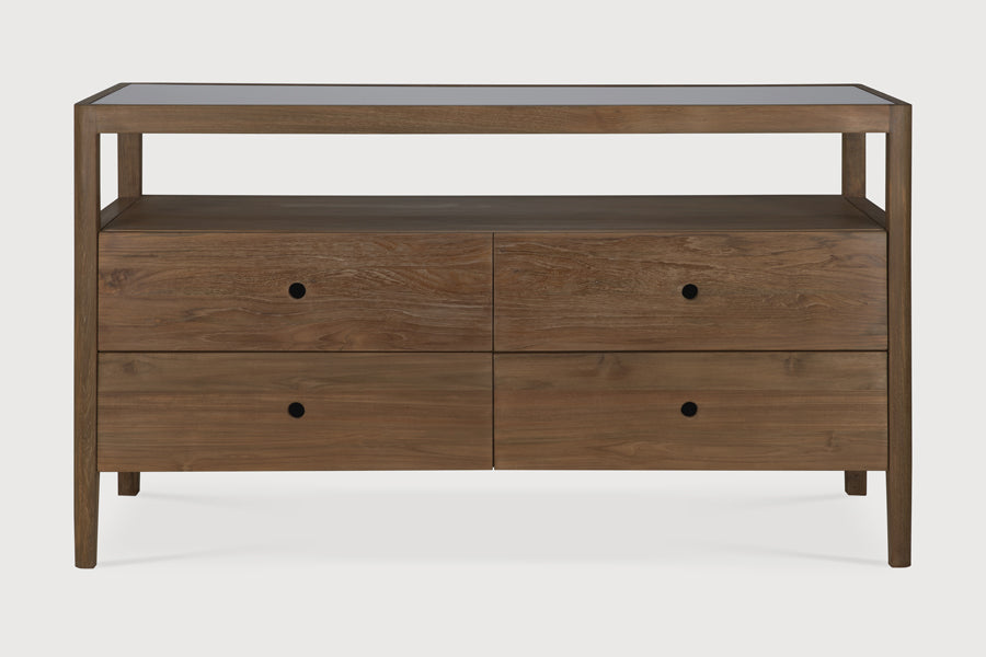 Spindle Dresser by Ethnicraft, showing front view of spindle dresser in studio shot.