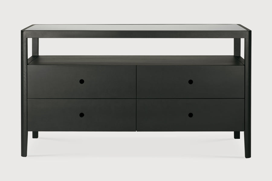 Spindle Dresser by Ethnicraft, showing front view of spindle dresser in studio shot.