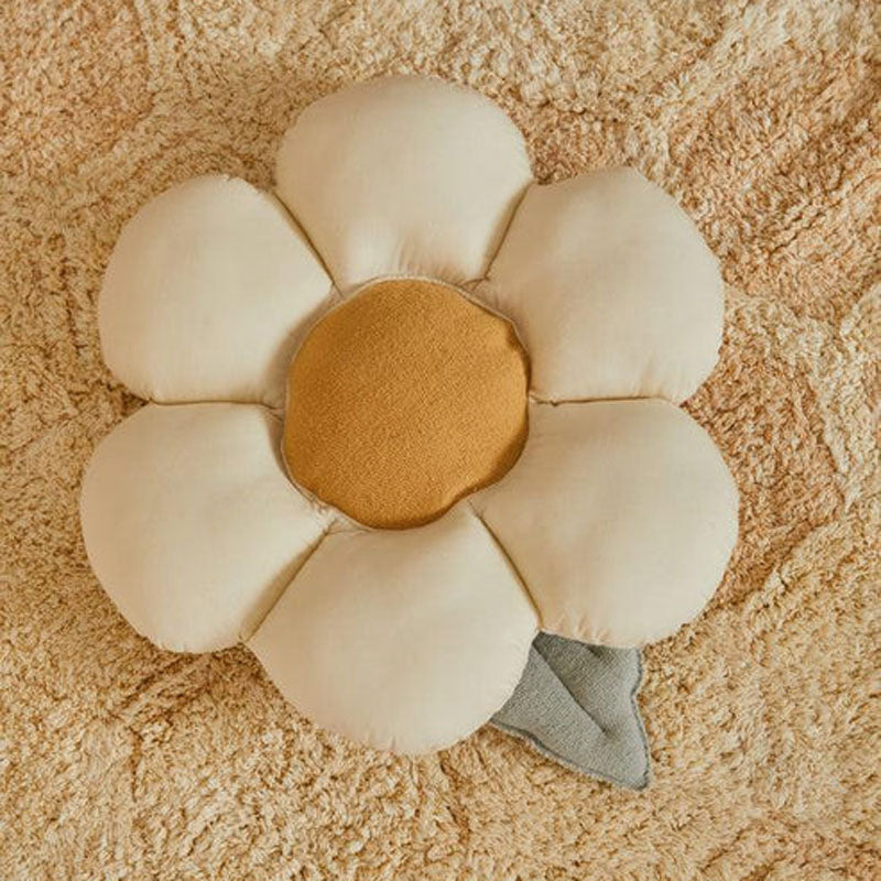 Planet Bee Floor Cushion by Lorena Canals, showing planet bee floor cushion in live shot.