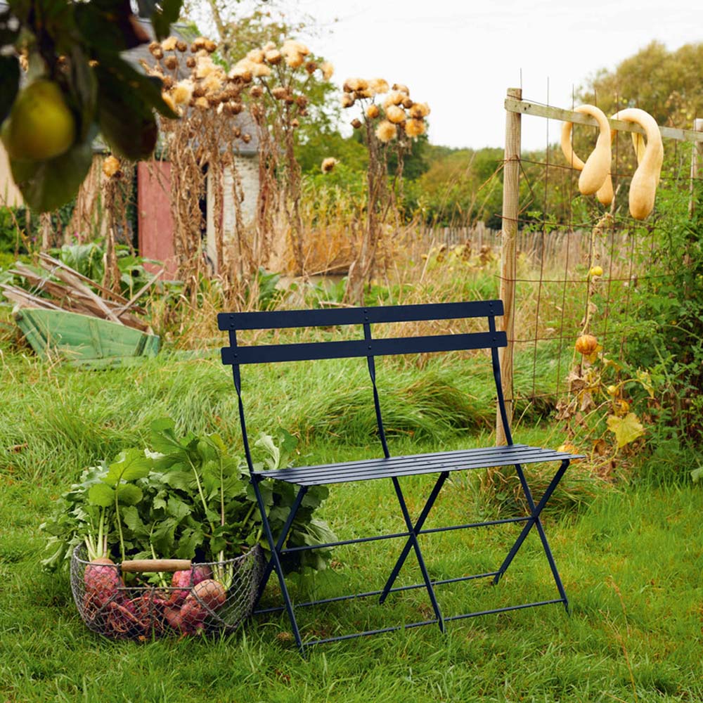 Bistro 2-Seater Bench by Fermob, showing bistro 2-seater bench in live shot.