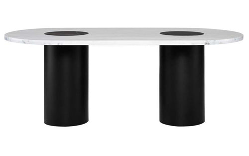 Stevie Dining Table by Nuevo, showing front view of stevie dining table.