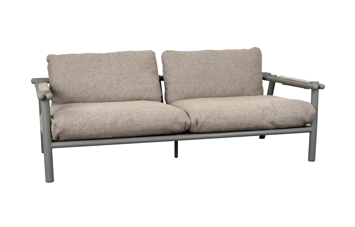 Sticks 2-Seater Sofa by Cane-Line - Taupe Aluminum *, Light Brown Rise Set.
