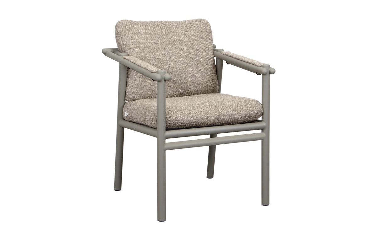 Sticks Armchair by Cane-Line - Taupe Aluminum *, Light Brown Rise Set.