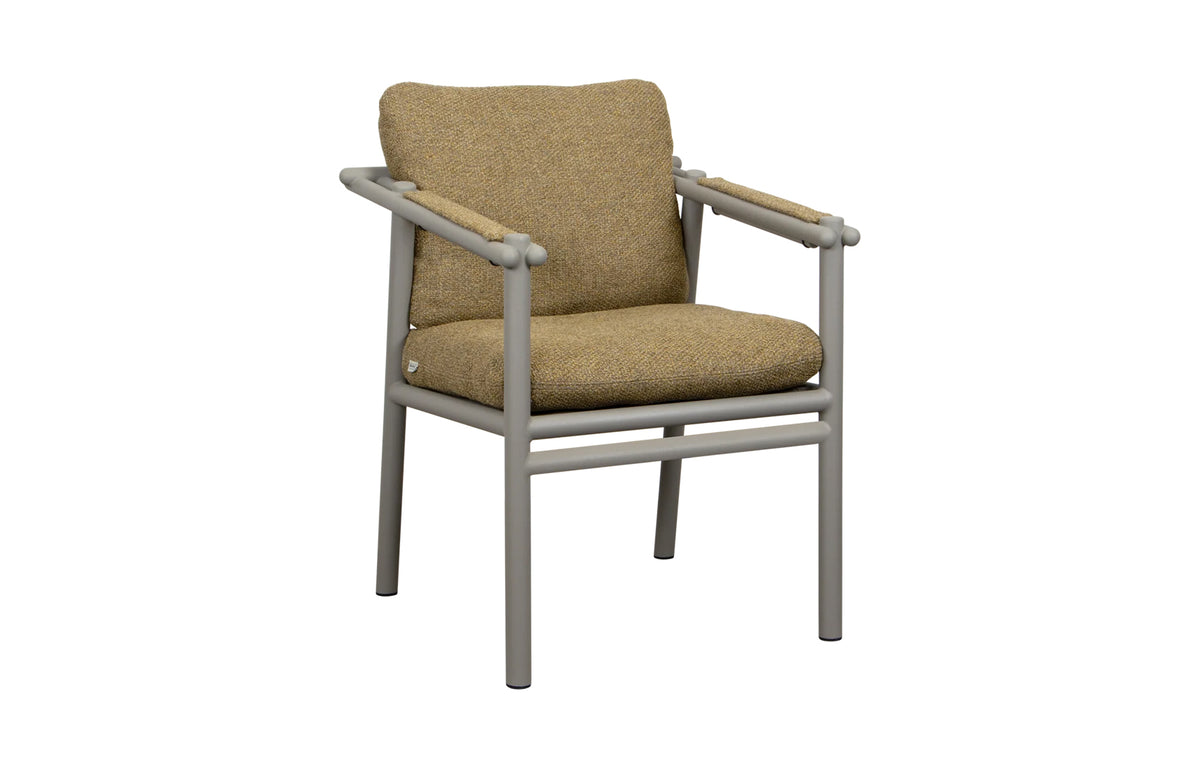 Sticks Armchair by Cane-Line - Taupe Aluminum *, Turmeric Yellow Rise Set.