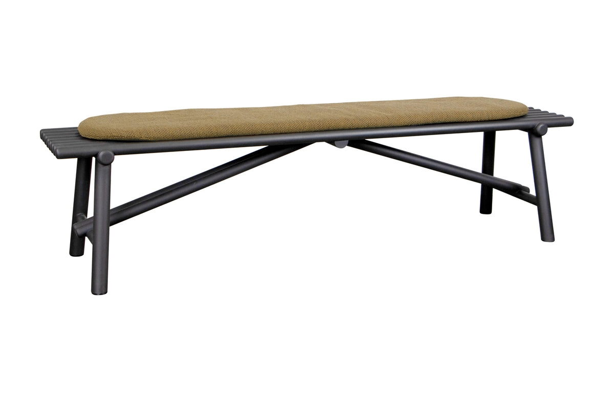 Sticks Bench by Cane-Line - Lava Grey Aluminum, Turmeric Yellow Rise.