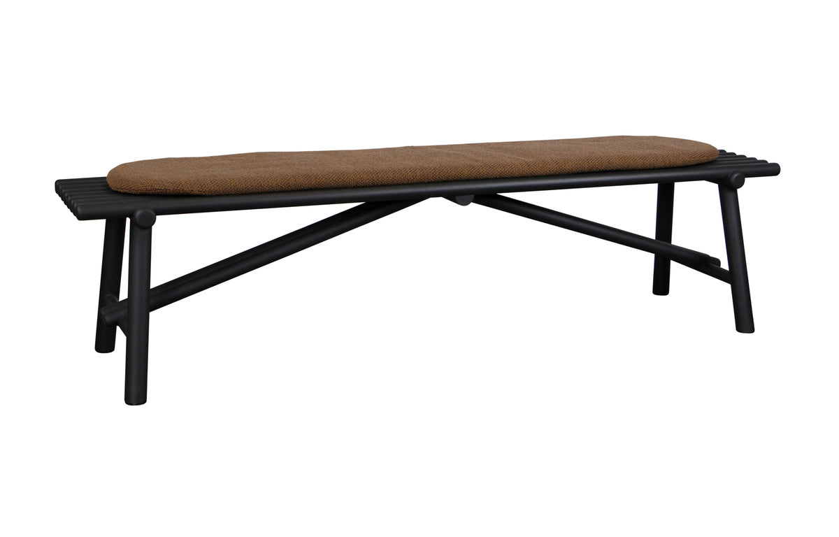 Sticks Bench by Cane-Line - Lava Grey Aluminum, Umber Brown Rise.
