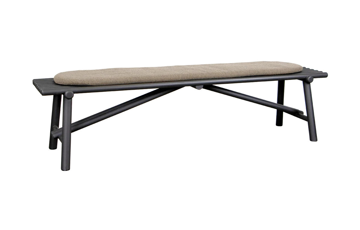Sticks Bench by Cane-Line -  Lava Grey Aluminum, Light Brown Rise.