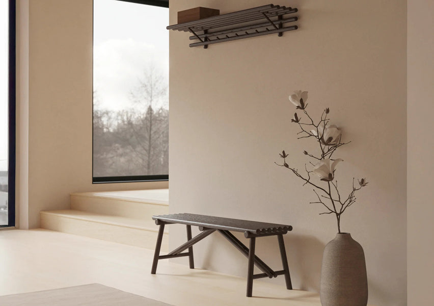 Sticks Coat Rack by Cane-Line, showing sticks coat rack in live shot.