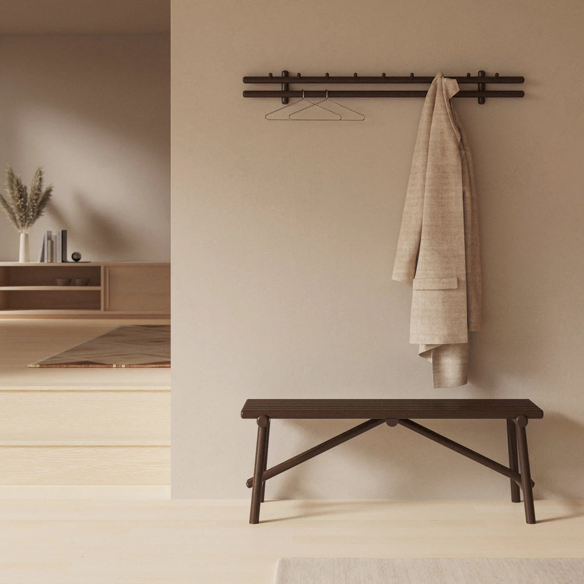 Sticks Indoor Bench by Cane-Line, showing sticks indoor bench in live shot.