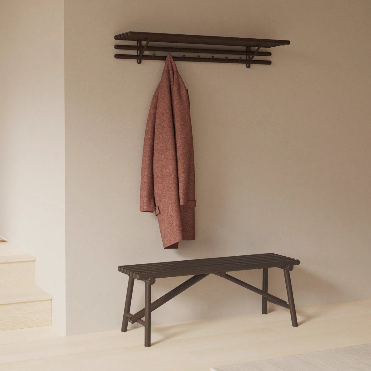 Sticks Indoor Bench by Cane-Line, showing sticks indoor bench in live shot.