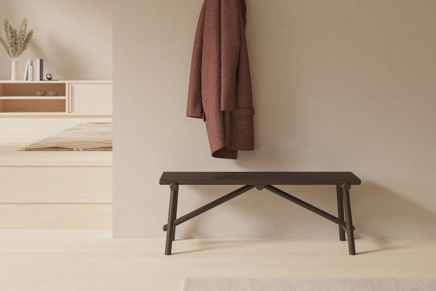 Sticks Indoor Bench by Cane-Line, showing sticks indoor bench in live shot.