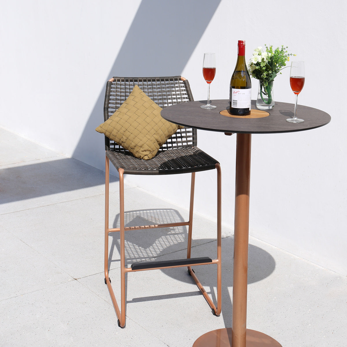 Stizzy Pedestal Bar Table by Mamagreen, showing stizzy pedestal bar table in live shot.