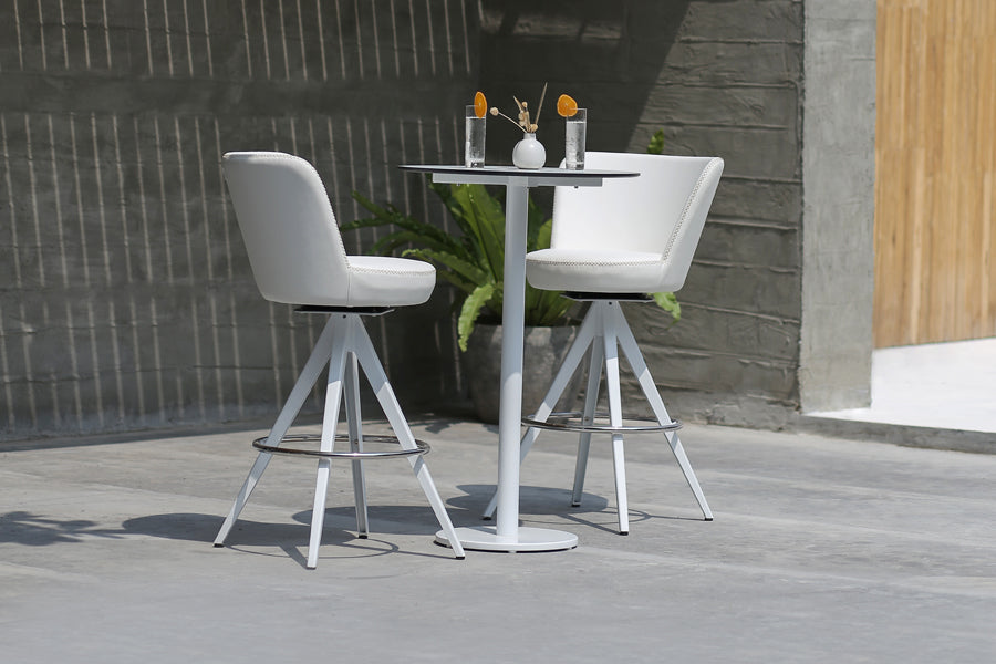 Stizzy Pedestal Bar Table by Mamagreen, showing stizzy pedestal bar table in live shot.