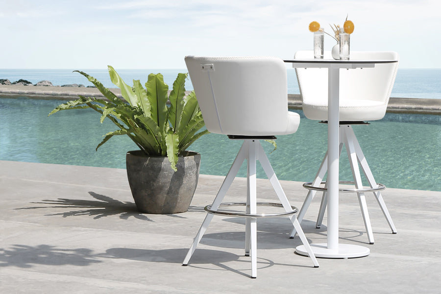 Stizzy Pedestal Bar Table by Mamagreen, showing stizzy pedestal bar table in live shot.