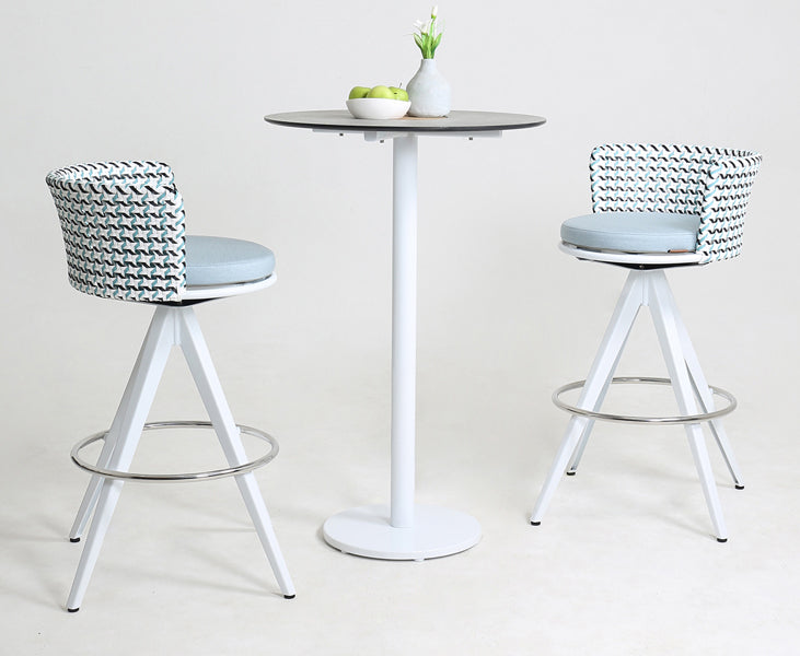 Stizzy Pedestal Bar Table by Mamagreen, showing stizzy pedestal bar table in live shot.
