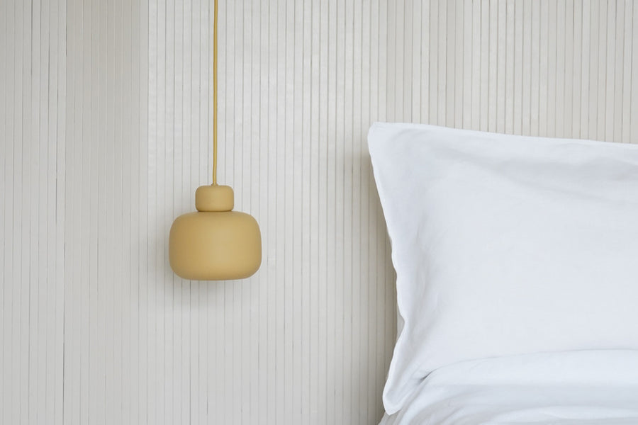 Stone Pendent by Woud, showing stone pendent in live shot.