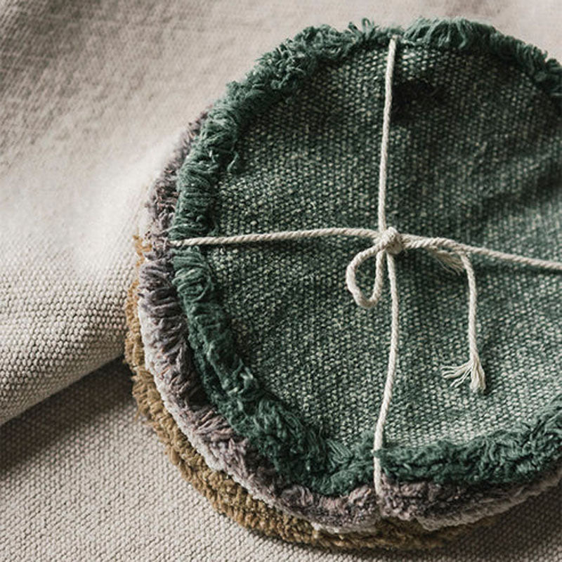 Stonewashed Coasters Set of 8 by Lorena Canals, showing front view of stonewashed coasters set of 8 in live shot.