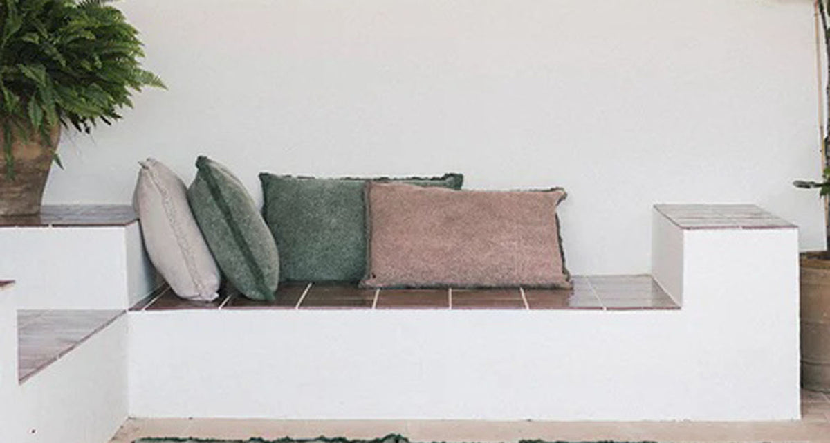 Stonewashed Cushion by Lorena Canals, showing stonewashed cushion in live shot.