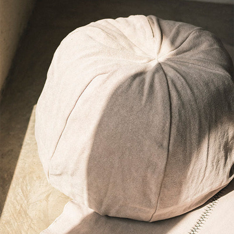 Stonewashed Pouf by Lorena Canals, showing stonewashed pouf in live shot.