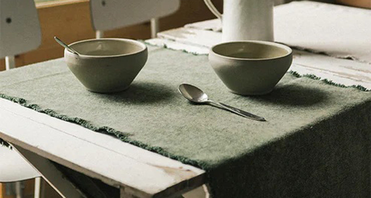 Stonewashed Table Runner by Lorena Canals, showing stonewashed table runner in live shot.