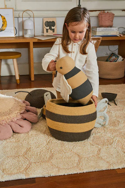 Bee Storage Basket by Lorena Canals, showing bee storage basket in live shot.