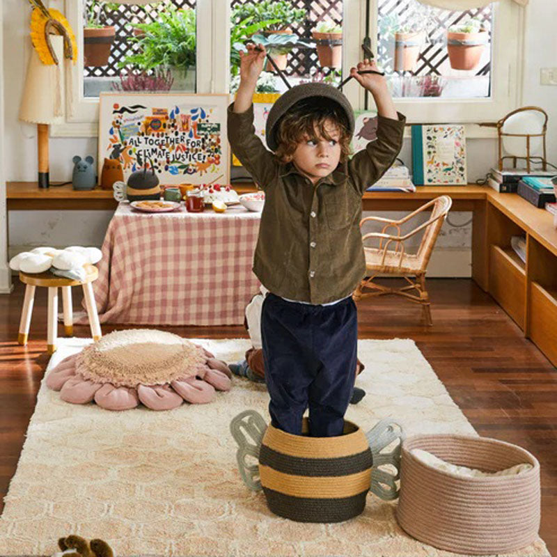 Bee Storage Basket by Lorena Canals, showing bee storage basket in live shot.