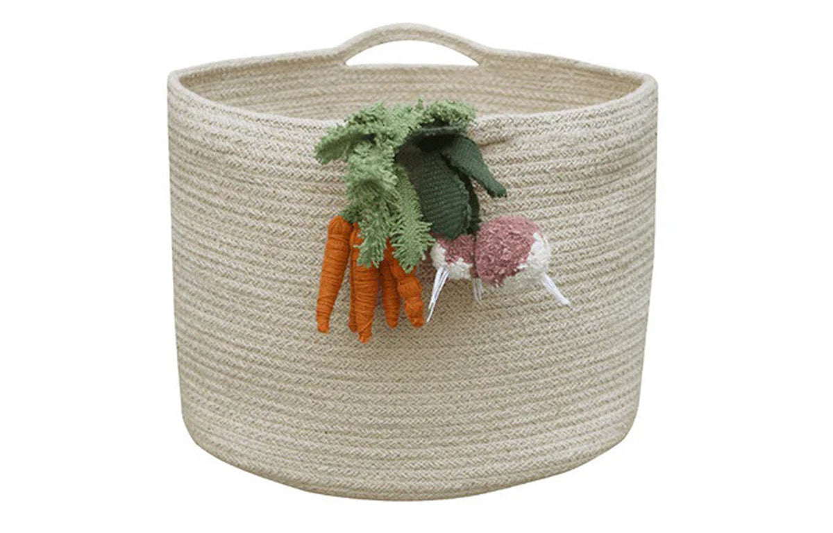 Storage Basket Veggies by Lorena Canals, showing front view of storage basket veggies.