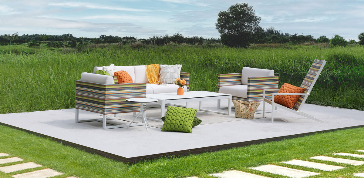 Stripe 1-Seater Sofa by Mamagreen, showing stripe 1-seater sofa in live shot.