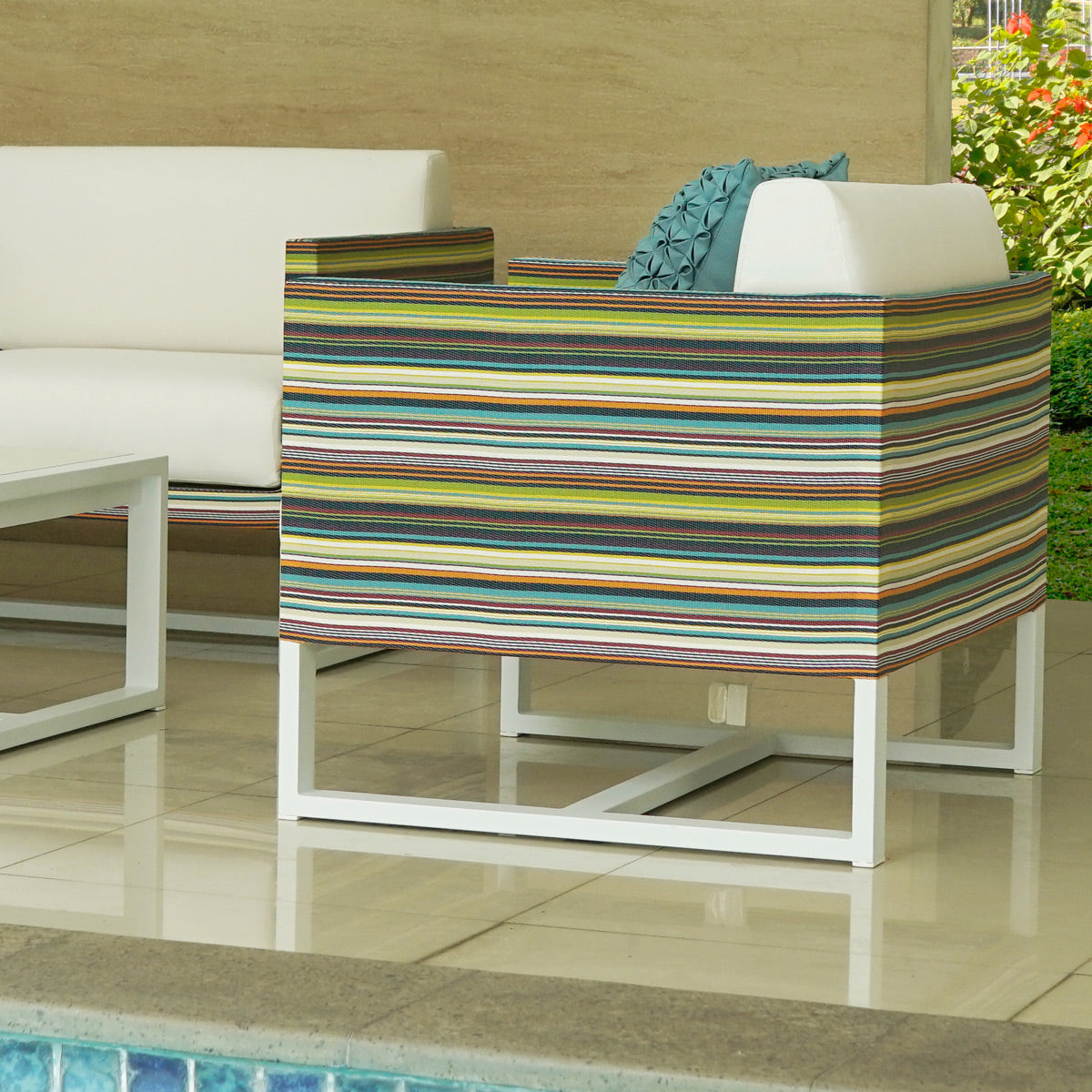 Stripe 1-Seater Sofa by Mamagreen, showing stripe 1-seater sofa in live shot.
