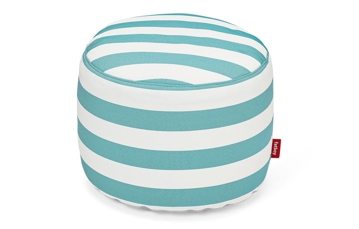 Point Outdoor Pouf/Ottoman by Fatboy - Stripe Azur Olefin Fabric.