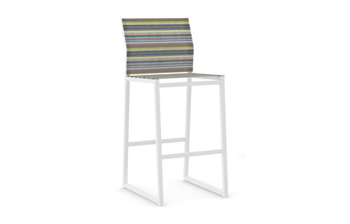 Stripe Bar Chair by Mamagreen - White Sand Aluminum, Green Barcode Textilene Stripe.