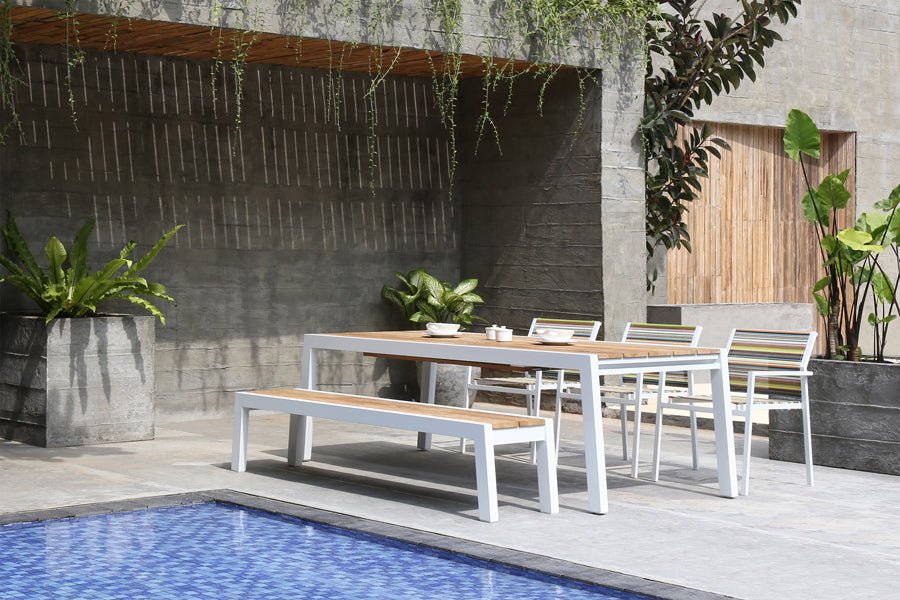 Stripe Stackable Armchair by Mamagreen, showing stripe stackable armchairs in live shot.