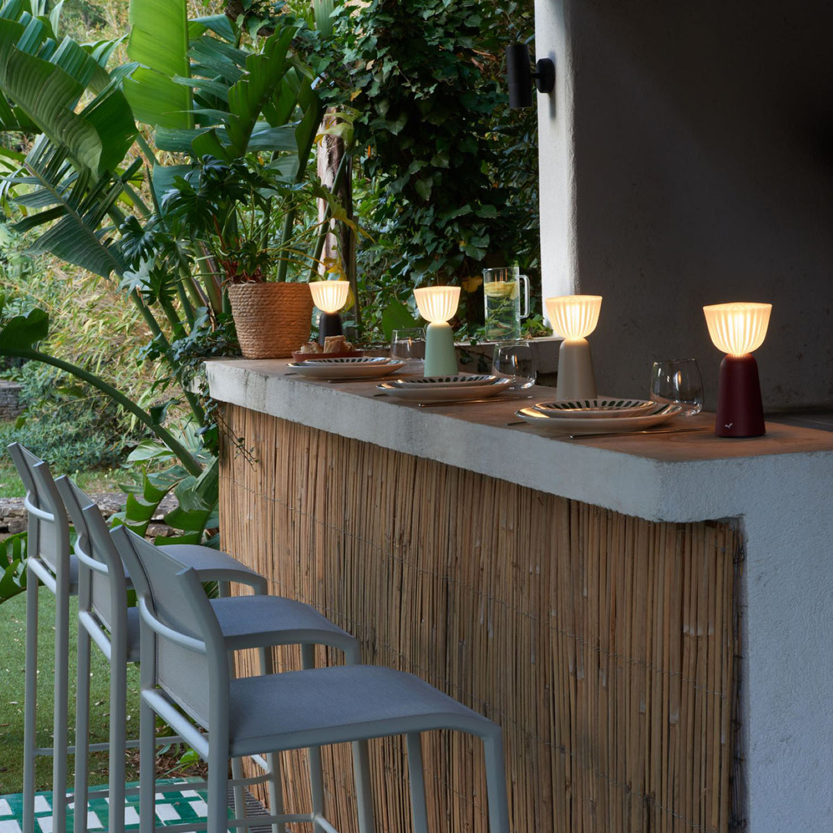 Swiing Lamp by Fermob, showing swiing lamp in live shot.