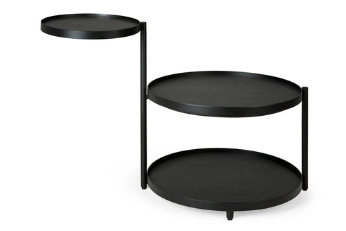 Swivel Tray Side Table by Ethnicraft, showing front view of swivel tray side table.